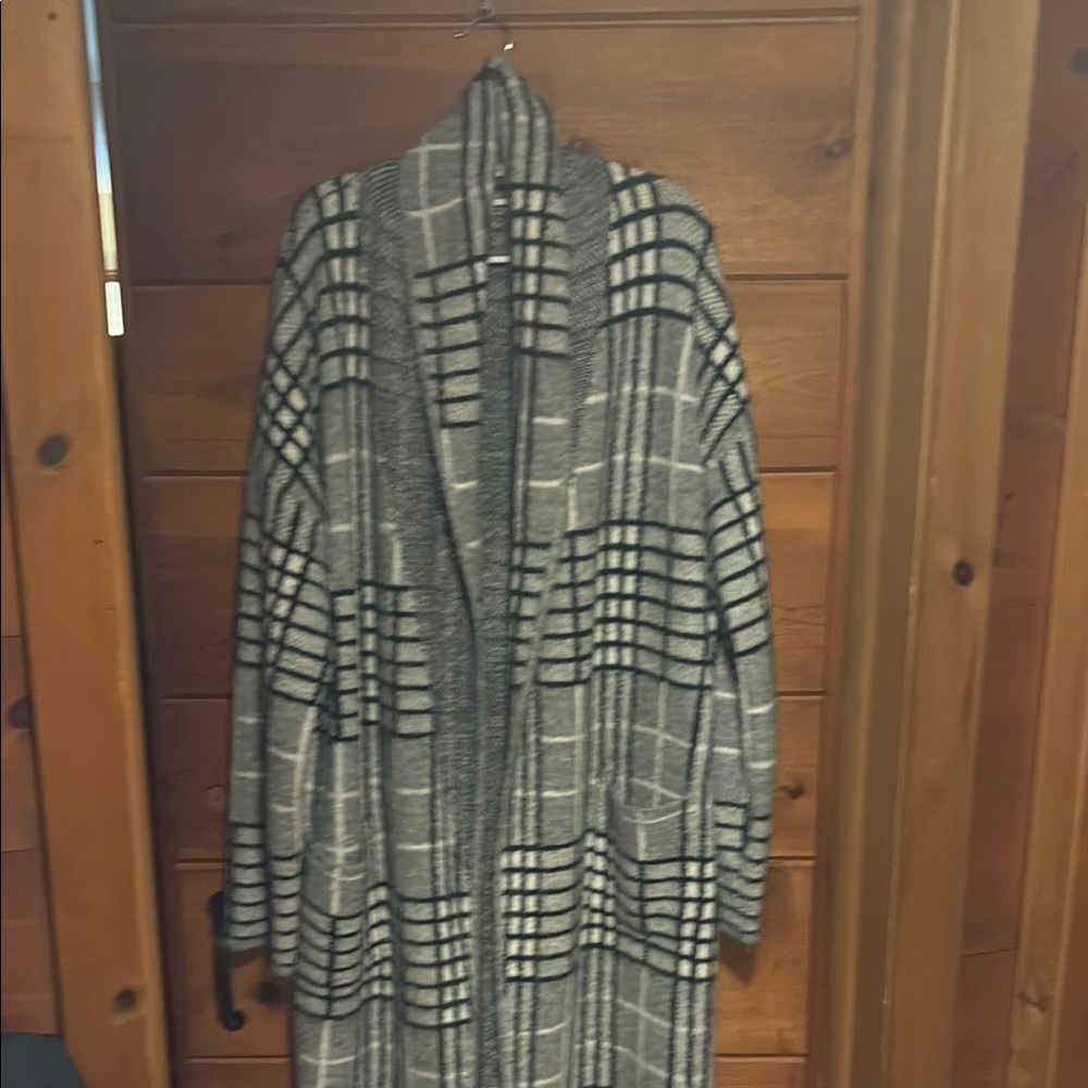 a new day Gray Plaid Open-Front Coatigan